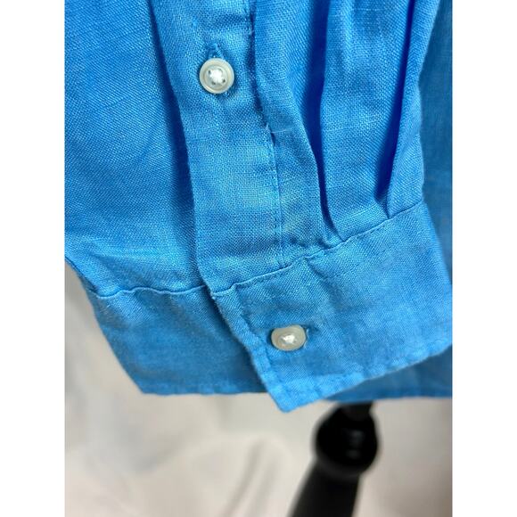 Piombo Pure Linen Long Sleeve Shirt with Mandarin Collar L - Picture 5 of 10